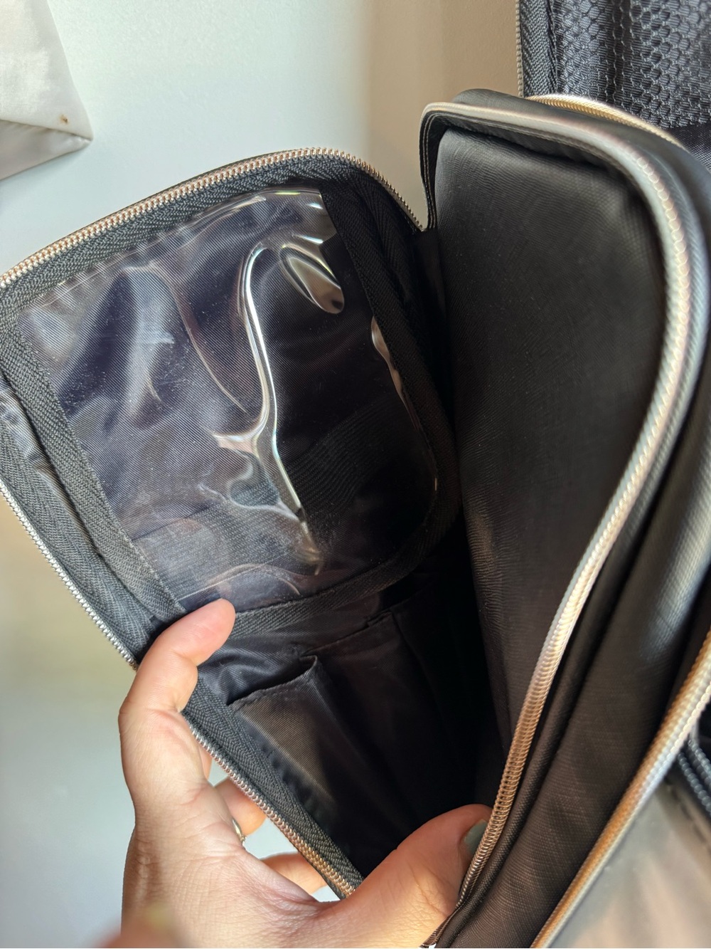 Black Travel Toiletry Bag with Rose Gold Accents - Picture 6 of 11